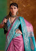 Lilac Pink Banarasi Satin Silk Saree