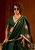 Forest Green Woven Cotton Organza Saree