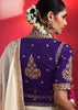 Off White Embroidered Soft Silk Saree With Contrast Blouse