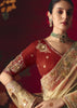 Cream Beige Designer Embroidered Saree
