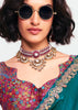 Teal Blue Designer Embroidered Tissue Saree