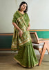 Medium Green Woven Tussar Silk Saree