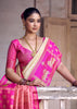 White And Pink Woven Banarasi Silk Saree