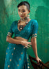 Teal Blue Woven Banarasi Satin Silk Saree