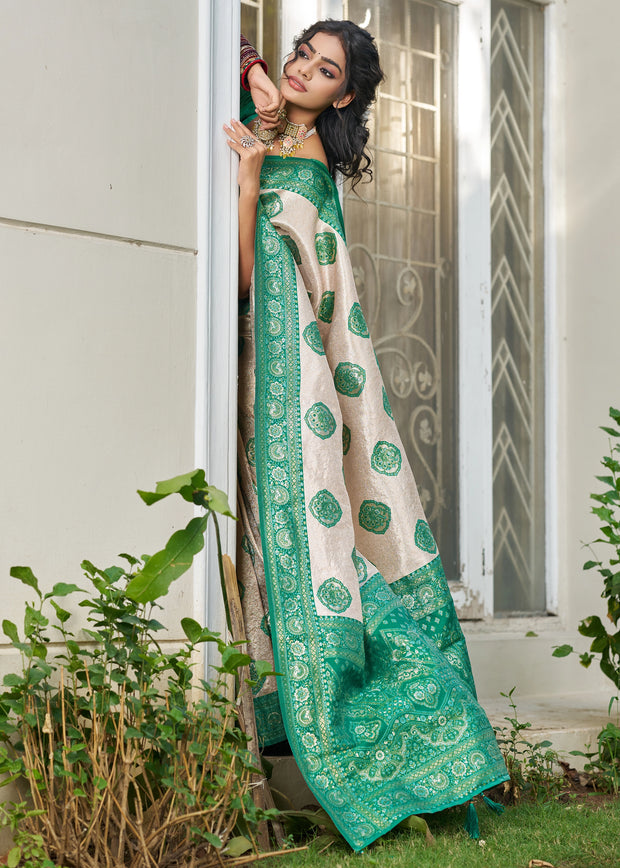 Mint Green Woven Banarasi Silk Saree