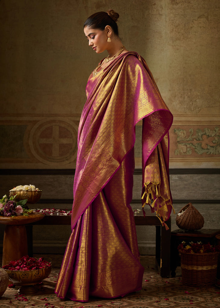 Dahlia Purple Woven Kanjivaram Silk Saree