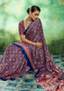 Blue Printed Satin Silk Saree