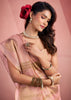 Misty Pink Woven Tissue Silk Saree