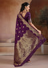 Dark Purple Woven Banarasi Silk Saree