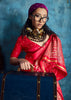 Vermilion Red Woven Banarasi Satin Silk Saree