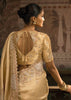 Cream Embroidered Designer Tissue Saree