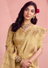 Cream Beige Woven Tissue Silk Saree