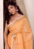 Apricot Orange Woven Linen Silk Saree