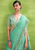 Sea Green Woven Linen Silk Saree