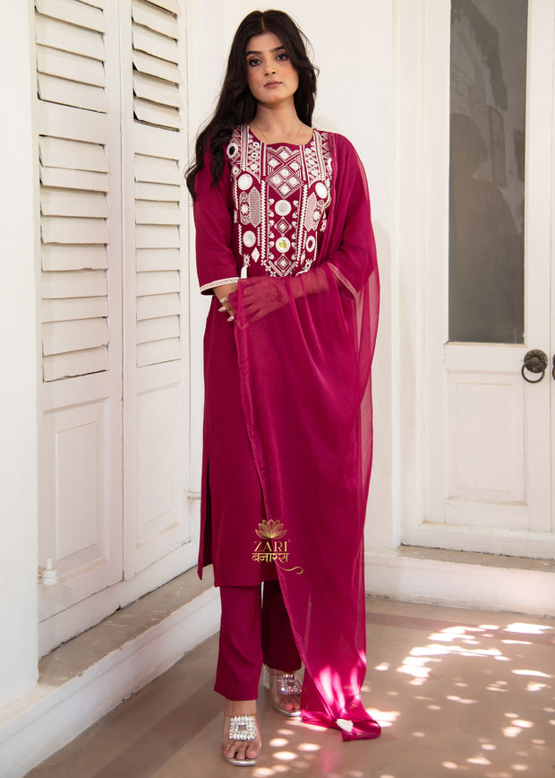 Plum Mirror Lattice Suit Set (10702036074689)