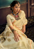 Cream Yellow Woven Cotton Silk Saree