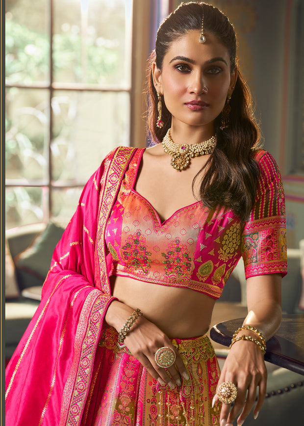 Fuchsia Pink Heavy Banarasi Designer Lehenga
