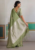 Sage Green Woven Satin Silk Saree