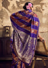 Purple And Brown Rangkat Satin Silk Saree