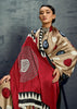 Safari Beige Printed Satin Silk Saree