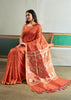Spicy Orange Woven Tussar Silk Saree