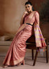 Peach Pink Woven Banarasi Silk Saree