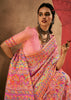 Coral Pink Woven Kashmiri Jamewar Silk Saree