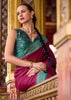 Wine Purple Woven Banarasi Silk Saree