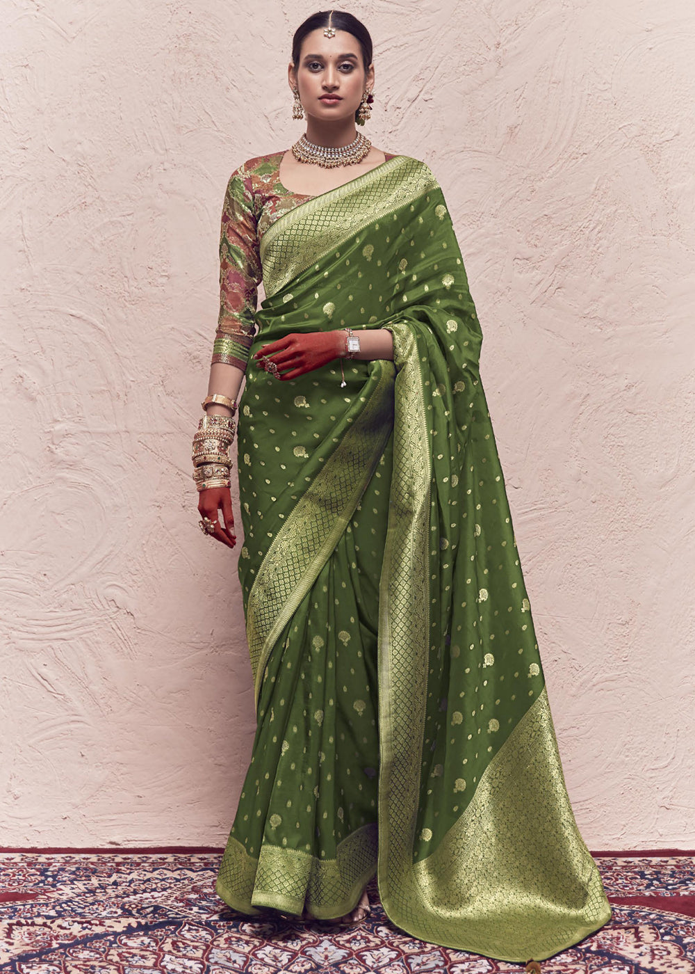 Bina Leaf Green Organza Silk Saree With Prettiest Blouse – Zariknyaa