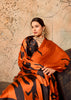 Apricot Orange Printed Satin Silk Saree