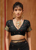 Jet Black Woven Cotton Organza Saree