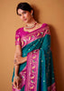 Teal Blue Woven Banarasi Silk Saree