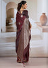 Chocolate Brown Banarasi Satin Silk Saree