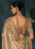 Cream Embroidered Designer Tissue Saree
