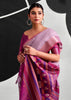 Lavender Purple Woven Linen Cotton Silk Saree