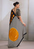 Orange Printed Satin Silk Saree