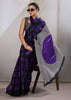 Purple Printed Satin Silk Saree