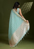 Sea Green Woven Soft Silk Saree