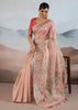 Peach Pink Woven Tissue Silk Saree