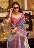 Indigo Blue Woven Tissue Silk Saree