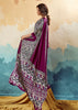 Wine Purple Printed Satin Silk Saree