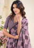 Lilac Purple Woven Linen Silk Saree