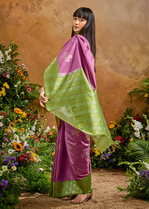 Purple Woven Cotton Silk Saree