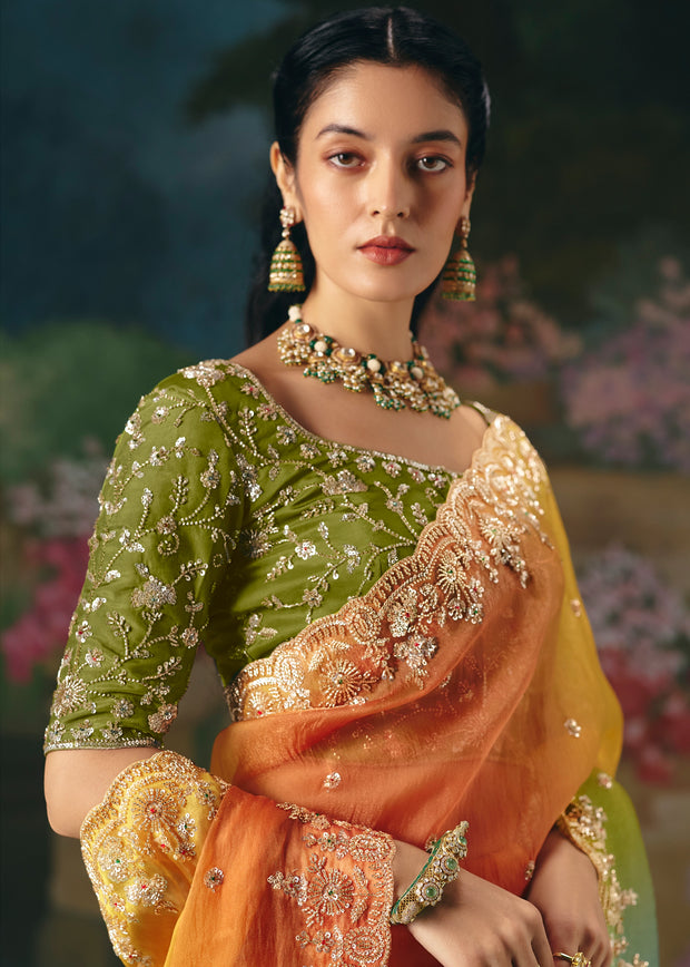 Multicolor Embroidered Designer Saree