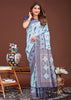 Sky Blue Woven Cotton Linen Silk Saree