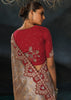 Golden Beige Embroidered Tanchoi Silk Saree