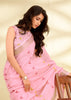 Blush Pink Woven Linen Silk Saree