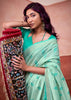Aqua Green Woven Cotton Silk Saree