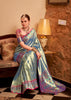 Shiny Blue Woven Banarasi Tissue Silk Saree