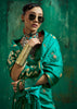 Marine Green Woven Banarasi Satin Silk Saree